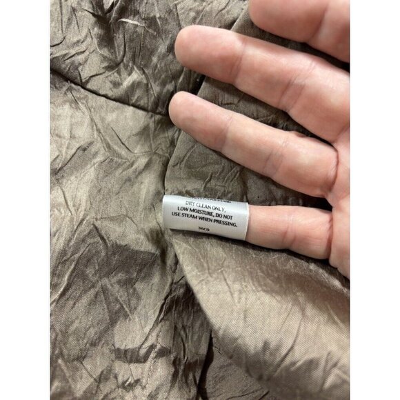 Eileen Fisher Jacket Blazer Brown Medium 100% Silk Crinkled Lightweight Asian - Picture 8 of 10